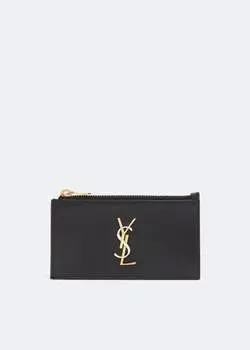 Картхолдер SAINT LAURENT Cassandre fragments zipped card case, черный