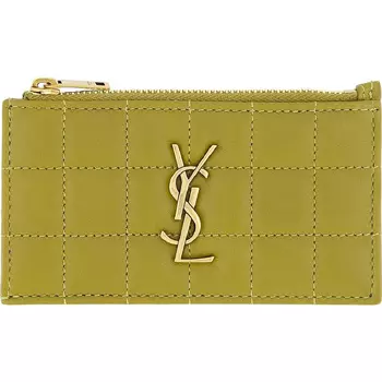 Картхолдер Saint Laurent Zipped Card, оливковый
