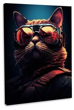 Картина на холсте Hustling Sharks Funky-Cat, оранжевый