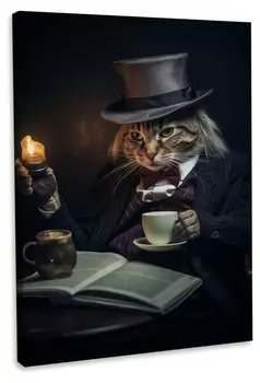 Картина на холсте Hustling Sharks Professor Cat ll, черный
