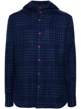 Кашемировая рубашка в клетку Kiton, синий