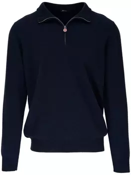 Кашемировый джемпер на молнии Kiton, синий