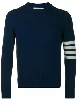 Кашемировый джемпер с полосками 4-Bar Thom Browne, синий