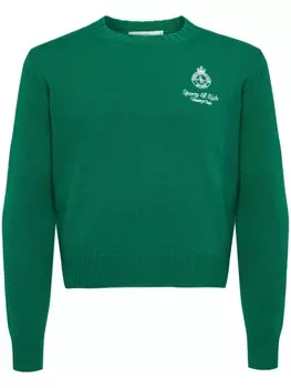 Кашемировый джемпер с вышитым логотипом Sporty & Rich, зеленый