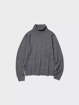 Кашемировый джемпер с высоким воротом Uniqlo, серый