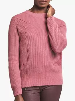 Кашемировый джемпер в рубчик Pure Collection, орхидея розовая