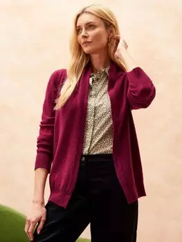 Кашемировый кардиган с отложным воротником Brora, Mulberry