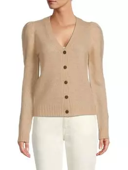 Кашемировый кардиган с пышными рукавами Saks Fifth Avenue Black
