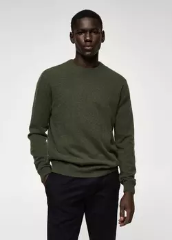 Кашемировый свитер MANGO, цвет хаки