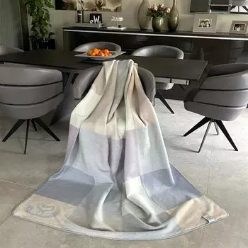 Кассандра 150х200 см - мягкий плед смесовый хлопок дамасский Sei Design Heimtextilien, бежевый