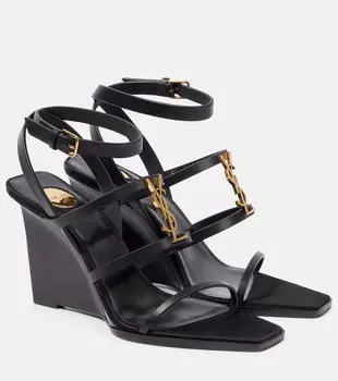 Кассандра 90 кожаные босоножки на платформе Saint Laurent, нуар