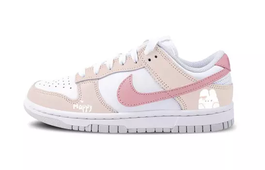 Кастомизированные кроссовки Nike Dunk Skateboard Shoes Women's Low-Top, розовый/белый