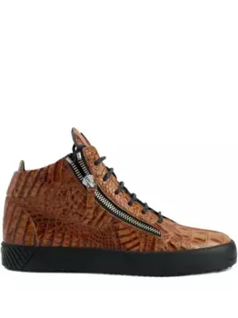 Кеды Kriss с тиснением под кожу крокодила Giuseppe Zanotti, коричневый