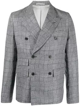 Kenzo checked double-breasted blazer, серый