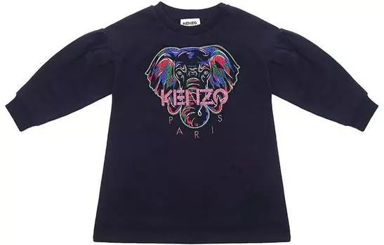 Платье детское Kenzo с логотипом, темно-синий