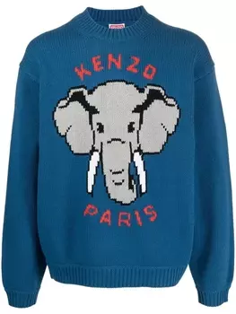 Kenzo джемпер вязки интарсия, синий