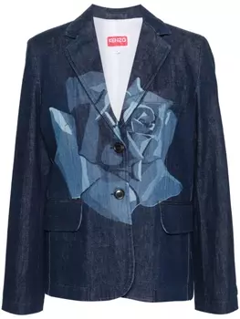 Куртка из японского денима Kenzo Rose Embroidered Talored, синий