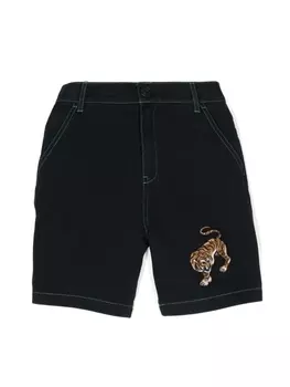 Kenzo Kids джинсовые шорты Tiger, синий