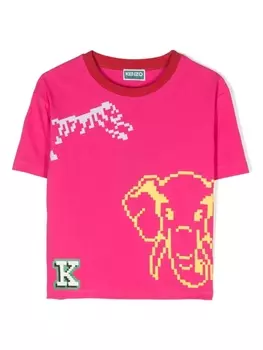 Kenzo Kids футболка с принтом, розовый