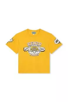 Kenzo kids Хлопковая детская футболка, желтый