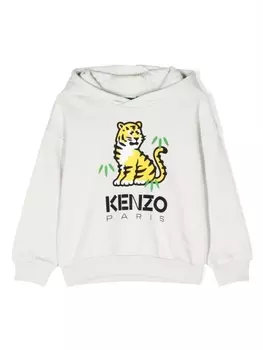 Kenzo Kids худи с принтом, серый