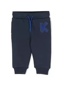 Kenzo Kids легинсы с вышитым логотипом, синий