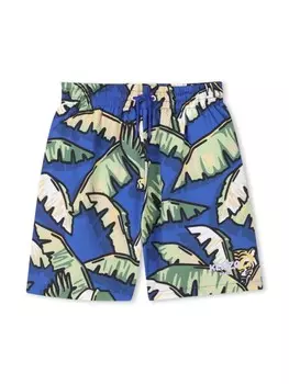 Kenzo Kids плавки-шорты с графичным принтом, синий