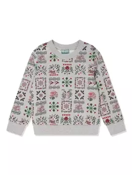 Kenzo Kids толстовка с монограммой, серый
