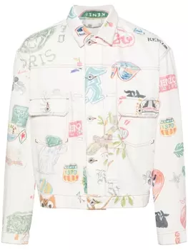Kenzo куртка Drawn Varsity, белый