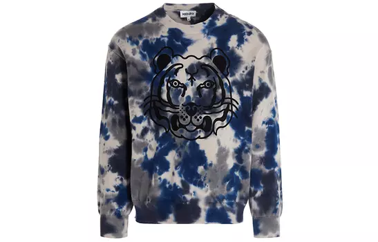 Свитер мужской Kenzo Tie-Dyed Tiger Detailed, синий