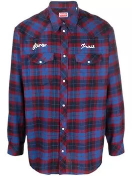 Kenzo рубашка в клетку, синий