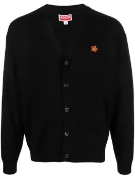Kenzo шерстяной кардиган с нашивкой, черный