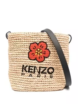 Kenzo соломенная сумка через плечо Boke Flower, нейтральный цвет