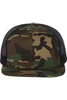 Кепка дальнобойщика Richardson Wool Blend Flat Bill, цвет green camo/ black