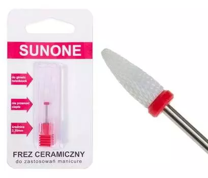 Керамическая фреза Sunone с изящным конусом для маникюра и педикюра - красная