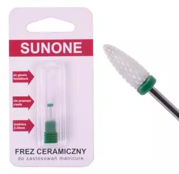 Керамическая фреза Sunone с прочным конусом для маникюра и педикюра - зеленая.
