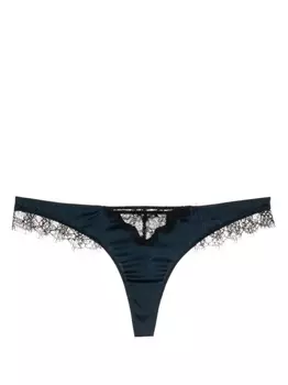 Kiki de Montparnasse шелковые трусы-стринги Lace Inset, синий