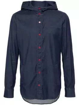 Kiton джинсовая рубашка с капюшоном, синий