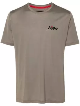 Kiton футболка с логотипом, серый