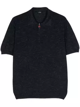 Kiton меланжевая рубашка поло, синий
