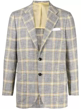 Kiton пиджак в клетку Windowpane, желтый