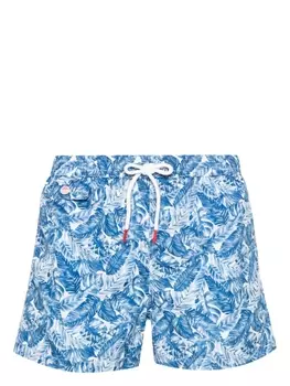 Kiton плавки-шорты с принтом, синий