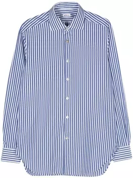 Kiton поплиновая рубашка в полоску, синий