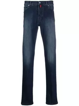 Kiton прямые джинсы с эффектом потертости, синий