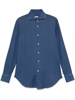 Kiton рубашка из ткани шамбре, синий