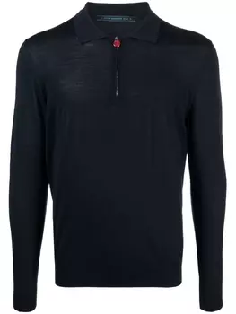 Kiton рубашка поло на молнии, синий