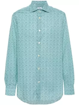 Kiton рубашка с цветочным принтом, зеленый