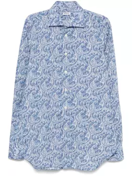 Kiton рубашка с принтом пейсли, синий