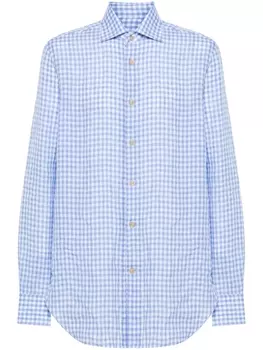 Kiton рубашка в клетку гингем, синий