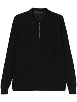 Kiton шерстяная рубашка поло, черный